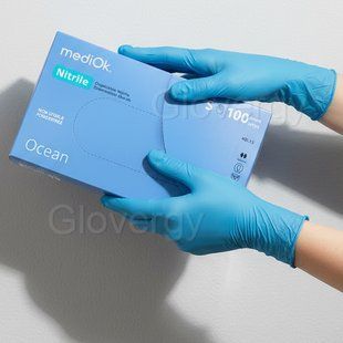 Рукавички нітрилові Mediok Ocean блакитного кольору, розмір XS, 100 шт 167 фото