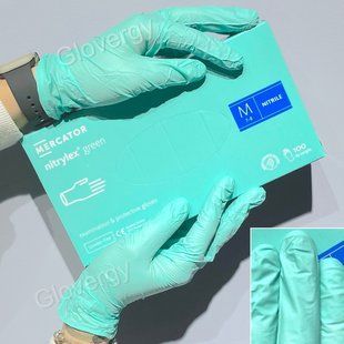 Рукавичкиі нітрилові Nitrylex Green м'ятного кольору, розмір XS, 100 шт 244 фото