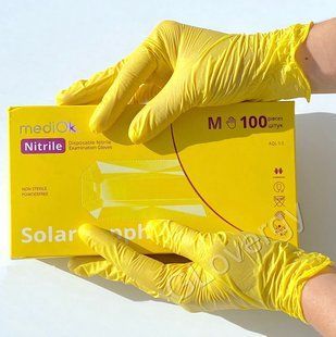 Рукавички нітрилові жовтого кольору Mediok Solar Sapphire, розмір S, 100 шт 650 фото