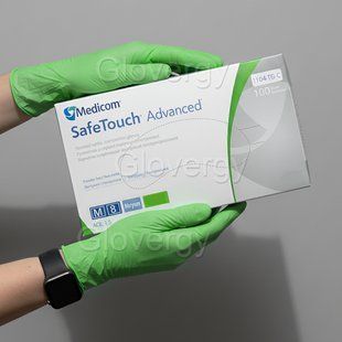 Рукавички нітрилові Medicom SafeTouch Advanced зеленого кольору, розмір XS, 100 шт 1070 фото