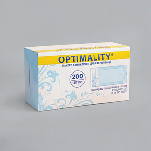 Самоклеючі пакети для стерилізації паром Optimality, 90 х 135 мм, 200 шт. 1 фото
