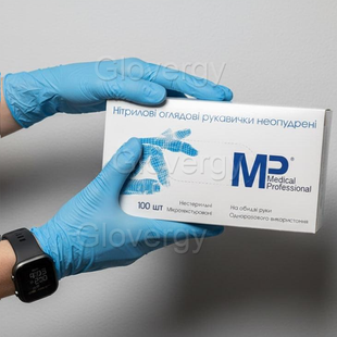 Рукавички нітрилові Medical Professional блакитного кольору, розмір XL, 100 шт 1075 фото