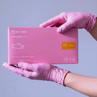 Перчатки нитриловые, Nitrylex Pink, розового цвета, размер XS, 100 шт. 1054 фото