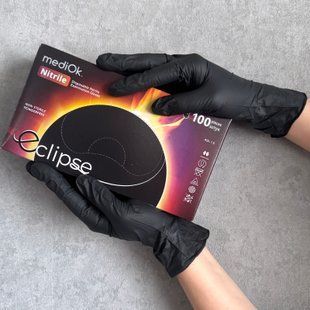 ЩІЛЬНІ (5,2 г.) Нітрилові рукавички Mediok, Eclipse чорного кольору, розмір S, 100 шт. 302 фото