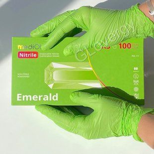 Рукавички нітрилові зеленого кольору Mediok Emerald, розмір XS, 100 шт 85 фото