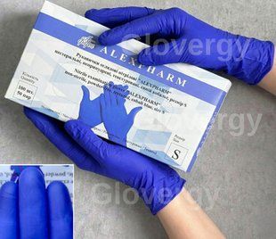Рукавички нітрилові Alexpharm Cobalt blue, розмір L, синього кольору, 100 шт 491 фото