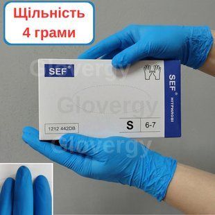 Рукавички нітрилові (4 г.) SEF синього кольору, розмір M, 100 шт. 78 фото