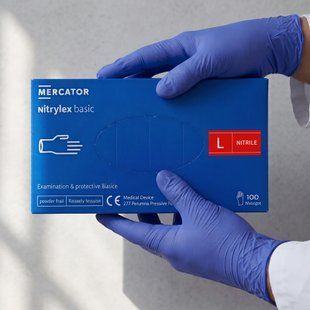 Перчатки нитриловые, Nitrylex Basic, размер L, 100 шт. 457 фото